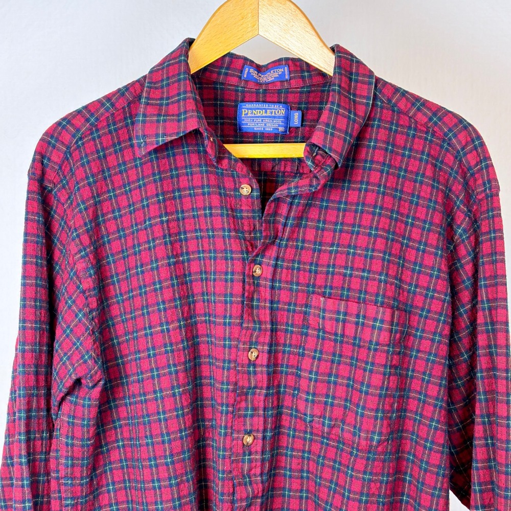 Pendleton Heritage Sir Pendleton Wool Shirt XL Long Ruthven Tartan Plaid Red
